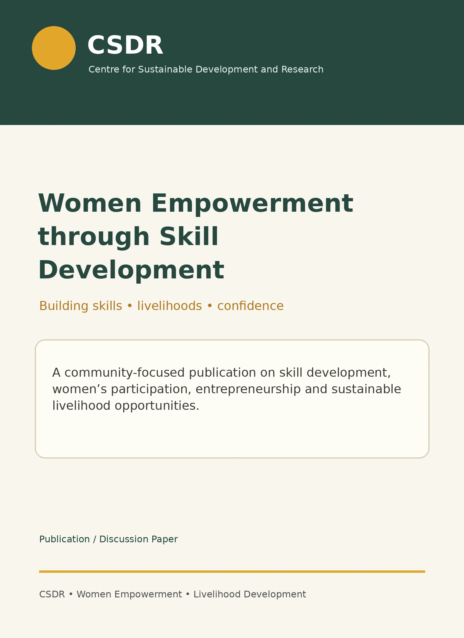 Women Empowerment through Skill Development